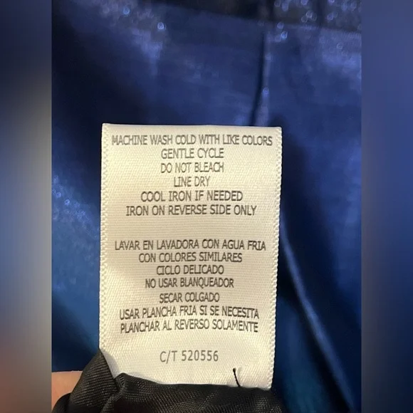 J. Taylor Dress size 14, Shiny Blue design, pockets - Picture 8 of 9